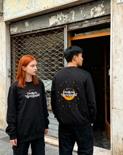 Felpa Mezzanotte - Design Luna e Stelle - Unisex Premium - Mezzanotte | Distilleria & Spirits